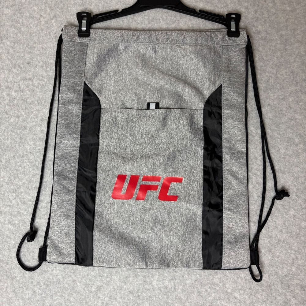 UFC Official Licensed Drawstring Backpack Cinch Bag Gray Black Red Logo 2020